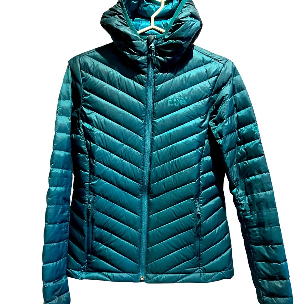 MOUNTAIN HARDWEAR Ghost Whisperer teal down hooded jacket